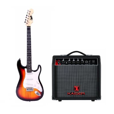 Paquete Kaiser Amplificador 6.5 pulgadas 25W RMS C/Boost + Guitarra Electrica 6 Cuerdas de 39 pulgadas Cafe/Negro ENDY