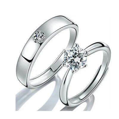 2 Anillos Duo Promesa Plata Fina 925 Amor Parejas