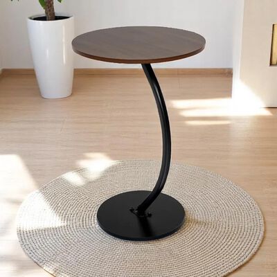 Mesa Centro Minimalista Auxiliar Circular Sala Moderna Marron Cocina Lateral Metal Mdf