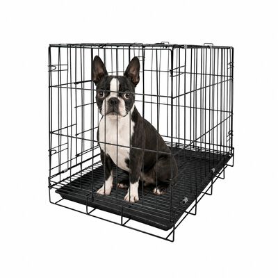 Jaula para Mascota Poli Pets Mediana de Acero Galvanizado 60 &times; 42 &times; 50 cm Plegable con Charola Extra&iacute;ble y Doble Puerta