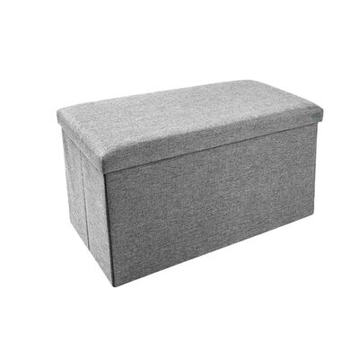 Banco De Almacenamiento Plegable De Algod&oacute;n Y Lino Gris