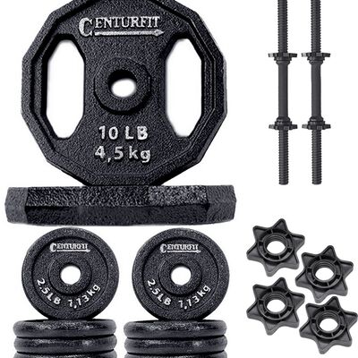 Kit Mancuernas 40 lbs Set Pesas Discos Barra Mancuerna Gym