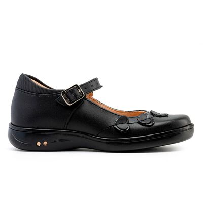 Zapato Yuyin Escolar Para Ni&ntilde;a Cl&aacute;sicos 25472 Negro De Piel