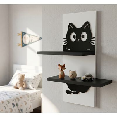 Repisa Minimalista Gato Decoraci&oacute;n Rec&aacute;mara Infantil Mdf