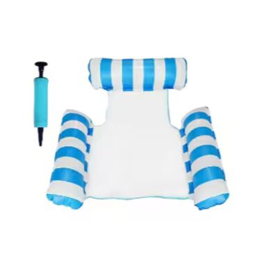 Sill&oacute;n Inflable Acu&aacute;tico Con Respaldo Y Reposapi&eacute;s Modelo Azul