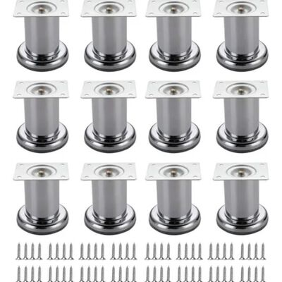 Pata Para Sof&aacute; Acero Redonda 10cm Cromo C/tornillos 12 Pzas Gris