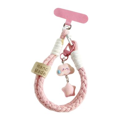 Correa Cord&oacute;n Para Celular Con Colgante De Estrellas Rosa