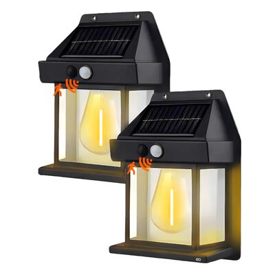 L&aacute;mpara Solar De Pared Exterior De Tungsteno Con Sensor 2pzs