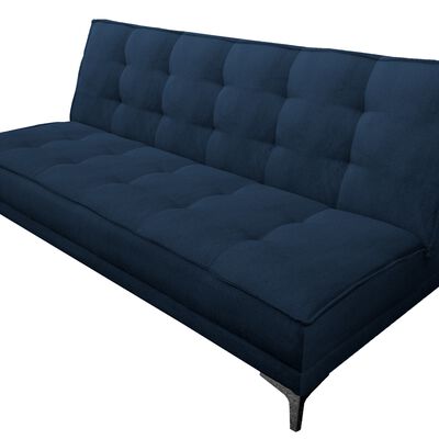 Sof&aacute; Cama Reclinable El Bazar Store Zeus Azul Marino Terciopelo Fut&oacute;n 3 posiciones Abotonado Sala