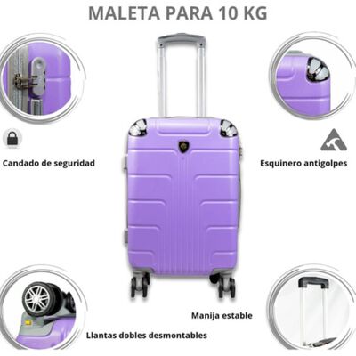 Maleta De 10 Kg Cabina C/ Candado De Seguridad Doble Llanta Morado