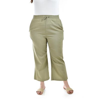 Pantalon de lino Roman Fashion /Tallas Extras, 022 (Verde militar)