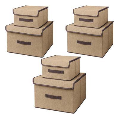 Cajas Organizadoras De Tela Plegable Con Tapa 6 Piezas Color Amarillo