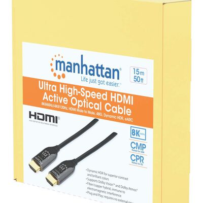 Cable HDMI 2.1 Manhattan 356176 15 m Macho-Macho 8K 48 Gbps Negro