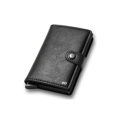 Billetera Desplegable De Piel Para Efectivo Rayas Color:Negro -Button Down