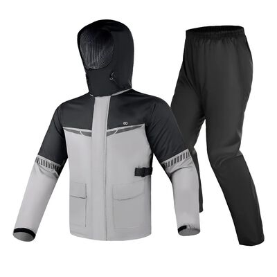Impermeable Motocicleta Reflejante Alta Calidad Con Capucha Gris y negro XXXL