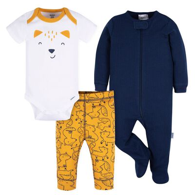 Conjunto Gerber beb&eacute; algod&oacute;n set 3 piezas 0 a 9 meses