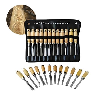 Cincel Formon Juego Madera Gubia Carpintero Tallado 12pzs Malubero
