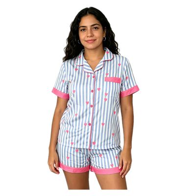 Pijamas Satin Manga CortaTalla M Azul