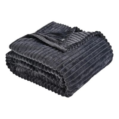 Cobija Suave Polar Frazada Color Gris Oscuro Textura
