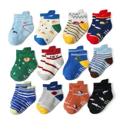 12 Pares Calcetines Bebe Lindo Y Calcetas Antiderrapantes Azul-Mezcla talla 1-3 a&ntilde;os