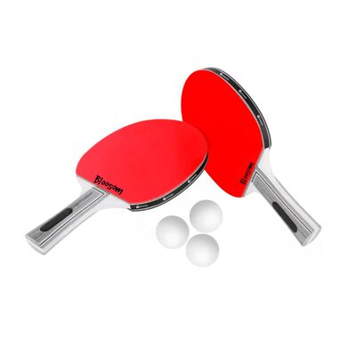 Set De Raquetas Ping Pong Pelotas Profesional Tenis De Mesa Rojo