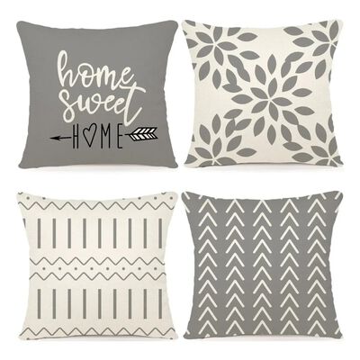 Fundas Para Cojines Estampadas De 45x45 Cm, 4 Piezas Color: Grey