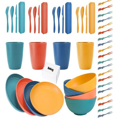 44pzs Vajilla Juego Color Cocina Paja Trigo Plato Tazas Kit colores