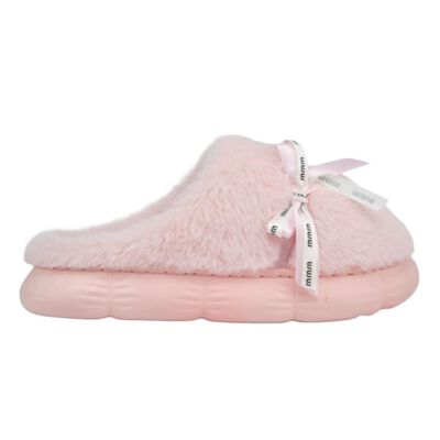 Pantufla de mujer, estilo zueco, de peluche, ideal para el descanso, color rosa, mod. 1234256