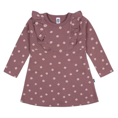 Vestido Gerber rosa ni&ntilde;a 100% algod&oacute;n c&oacute;modo para primavera