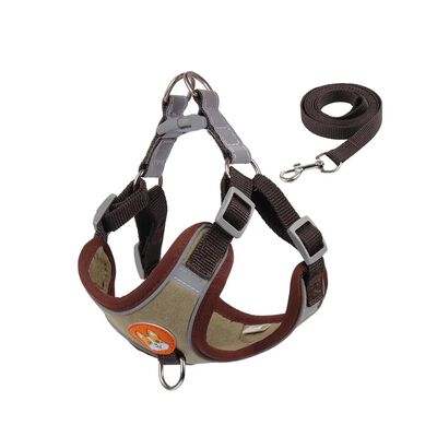 Pechera Arn&eacute;s Para Perro Regulable Con Bandas Reflectivas Marron Talla S