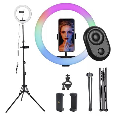 Aro Luz Led Profesional Tripie Maquillaje Video Fotografia Color De La Estructura Negro