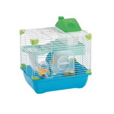 Jaula Pl&aacute;stica Hamster Land Azul-Verde Plataforma Casa Sunny