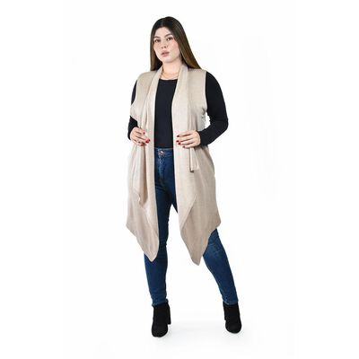 Chaleco largo asimetrico Roman Fashion /Tallas Extras, 11970 (Beige)