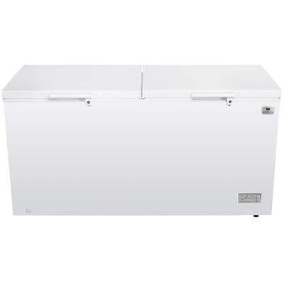 White Westinghouse Congelador 18 pies 508 L Acero blanco 2 puertas Cerradura con llave Luz interior Ruedas