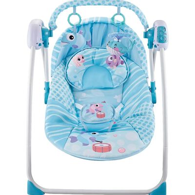 Silla Mecedora Para Bebes Columpio Control Remoto Mosquitero Azul