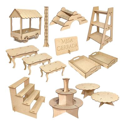 Kit Mesa De Dulces Candybar En Mdf Muebles Para Cupcakes