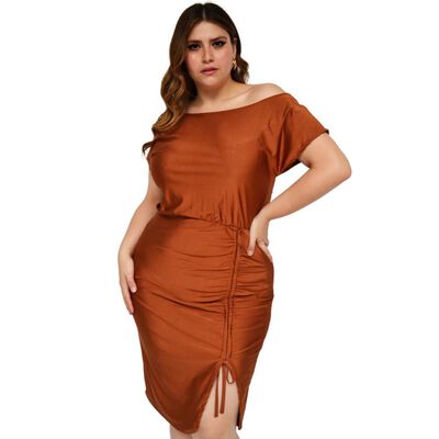 Vestido escote barco Roman Fashion/Tallas Extras, 4299 (Tabaco)