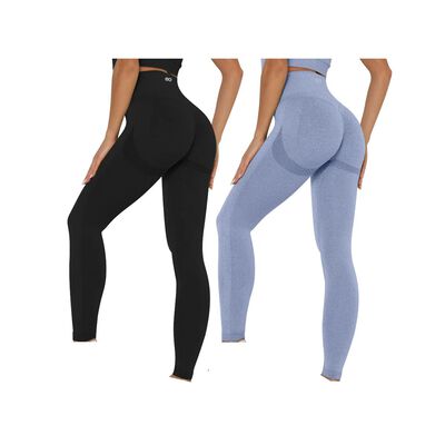 2pzs Leggins Deportivos Anticelulitis Negro y Azul Talla L