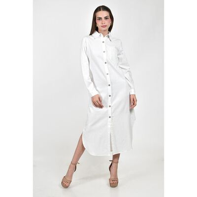 Vestido camisero bolsillo lentejuela Roman Fashion /Juvenil, 3838 (Blanco)