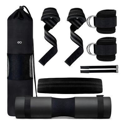 Kit De 4 En 1 Coj&iacute;n Protector Cuello Para Barra Fitness Gym Negro