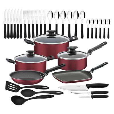 Bateria de Cocina Tramontina 27899328 Sarten Cuadrado Loreto 38 piezas Roja ENDY6