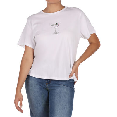 Playera Manga Corta Gr&aacute;fico Martini Jeanious para Mujer