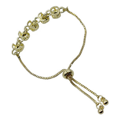 Pulsera Cristales Redondos Dorado Aktuales Para Mujer