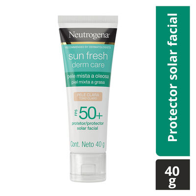 Neutrogena Protector Solar Facial Tono Claro Sun Fresh Derm Care Niacinamida FPS50+ 40g
