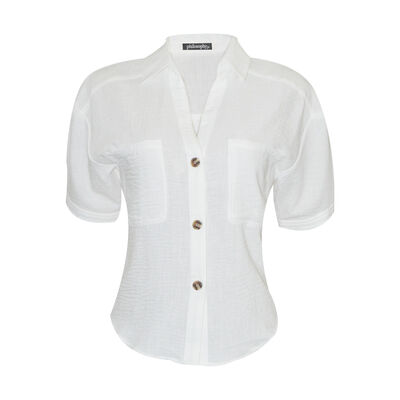 Blusa Manga Corta Con Bolsillos Philosophy Petite Para Mujer Petite