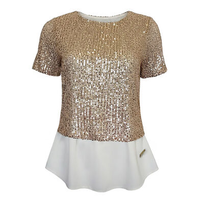 Blusa Con Lentejuelas Chaps  Para Mujer