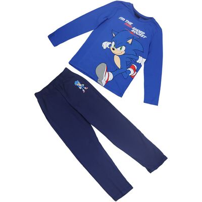 Pijama de Playera Manga Larga y Pantal&oacute;n Dise&ntilde;o Sonic para Ni&ntilde;o