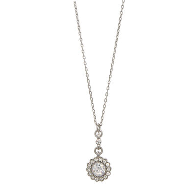 Dije con Cadena con Cz Corte Redondo y Pave Carre
