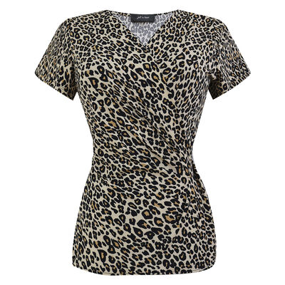 Blusa cruzada estampado de leopardo para Mujer Petite JUST BY BASEL