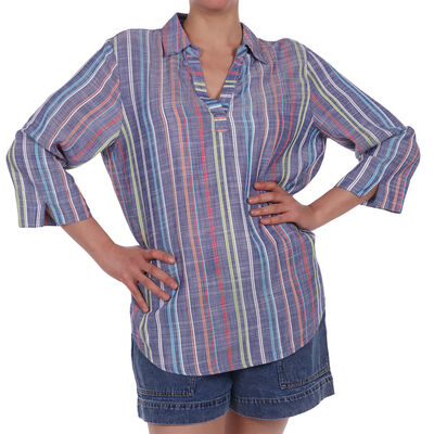 Blusa Camisera Rayas Casual Viscosa Alfred Dunner para Mujer